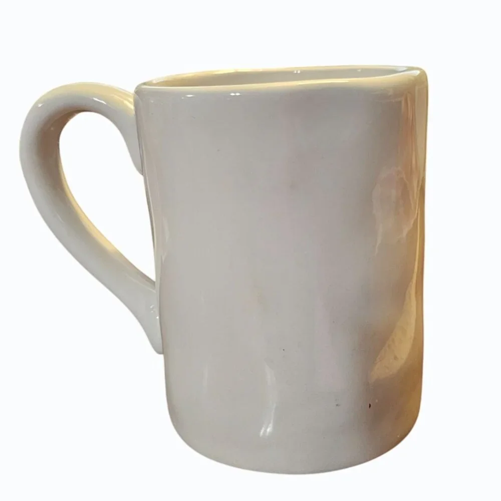Pier 1 Imports Oversized Stoneware Coffee Tea Hot Cocoa Mug PEACE White / Black